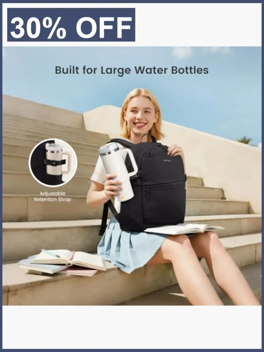 Waterproof Work College Laptop Backpack for Women with Cup Holder Trolley Sleeve
